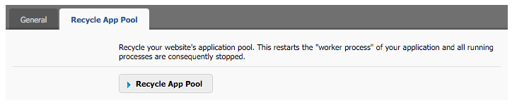 Recycle App Pool tab