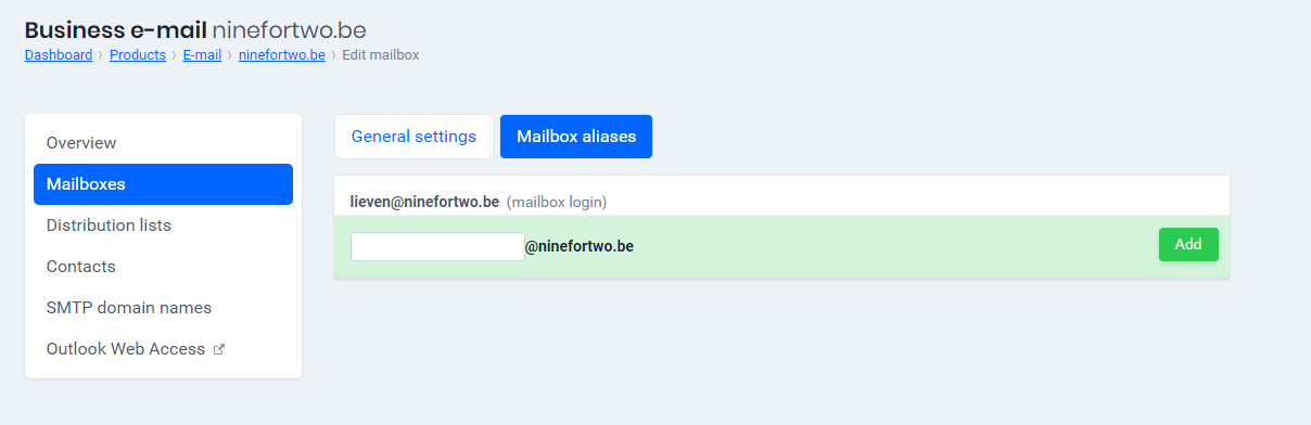 Add Mailbox aliases