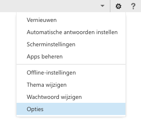 Klik op het tandwieltje in de rechter bovenhoek en daar op Opties
