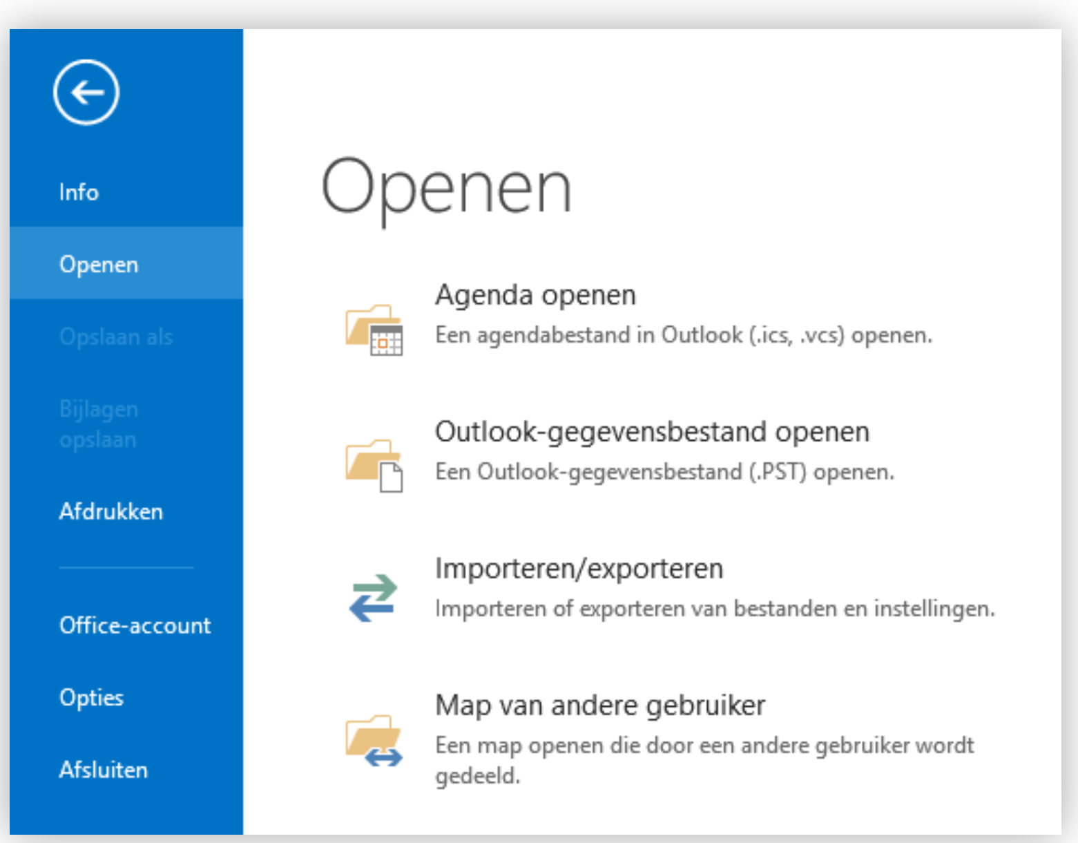Openen > Importeren/exporteren