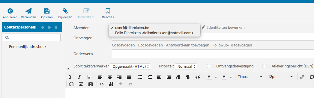 Kies het e-mailadres