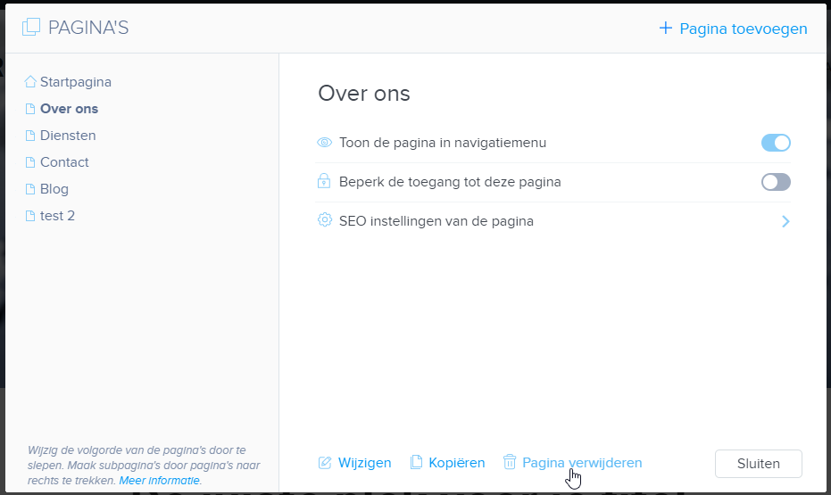 pagina verwijderen