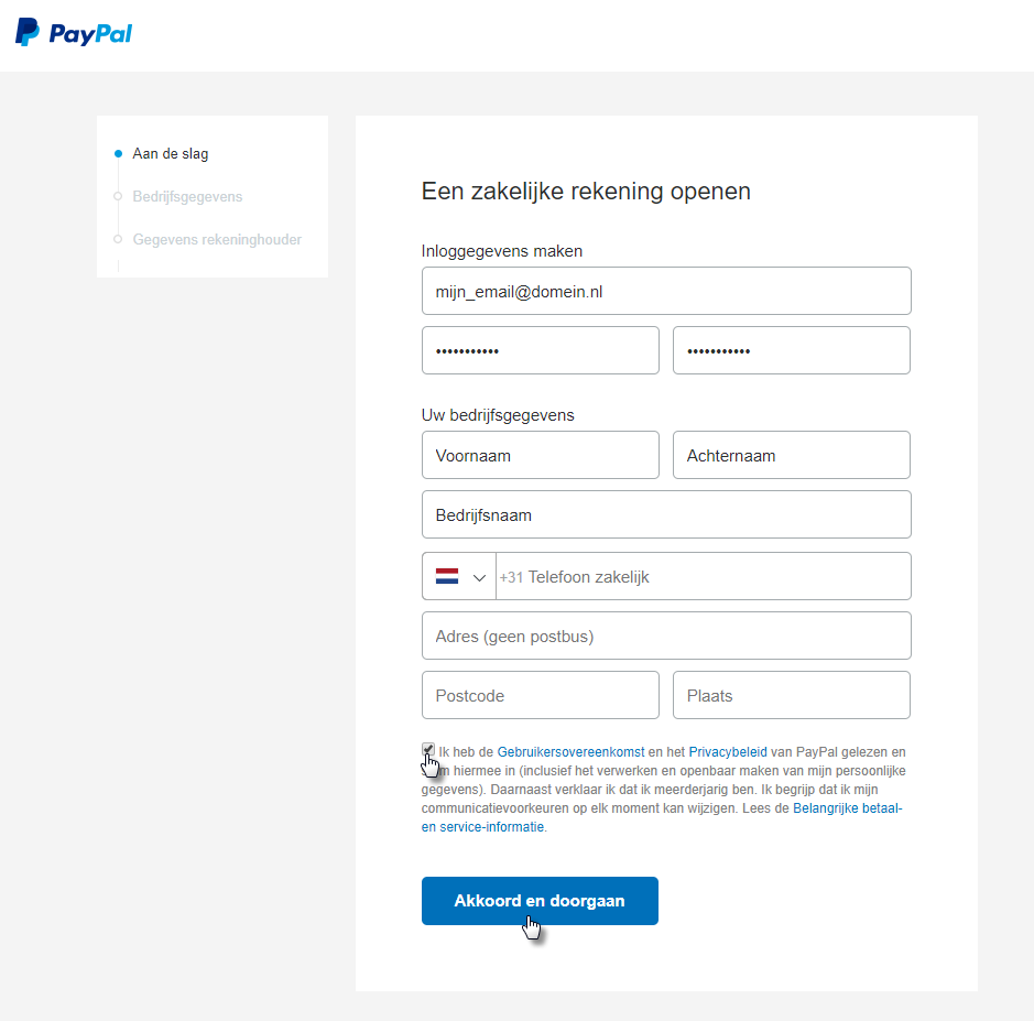 paypal zakelijke rekening