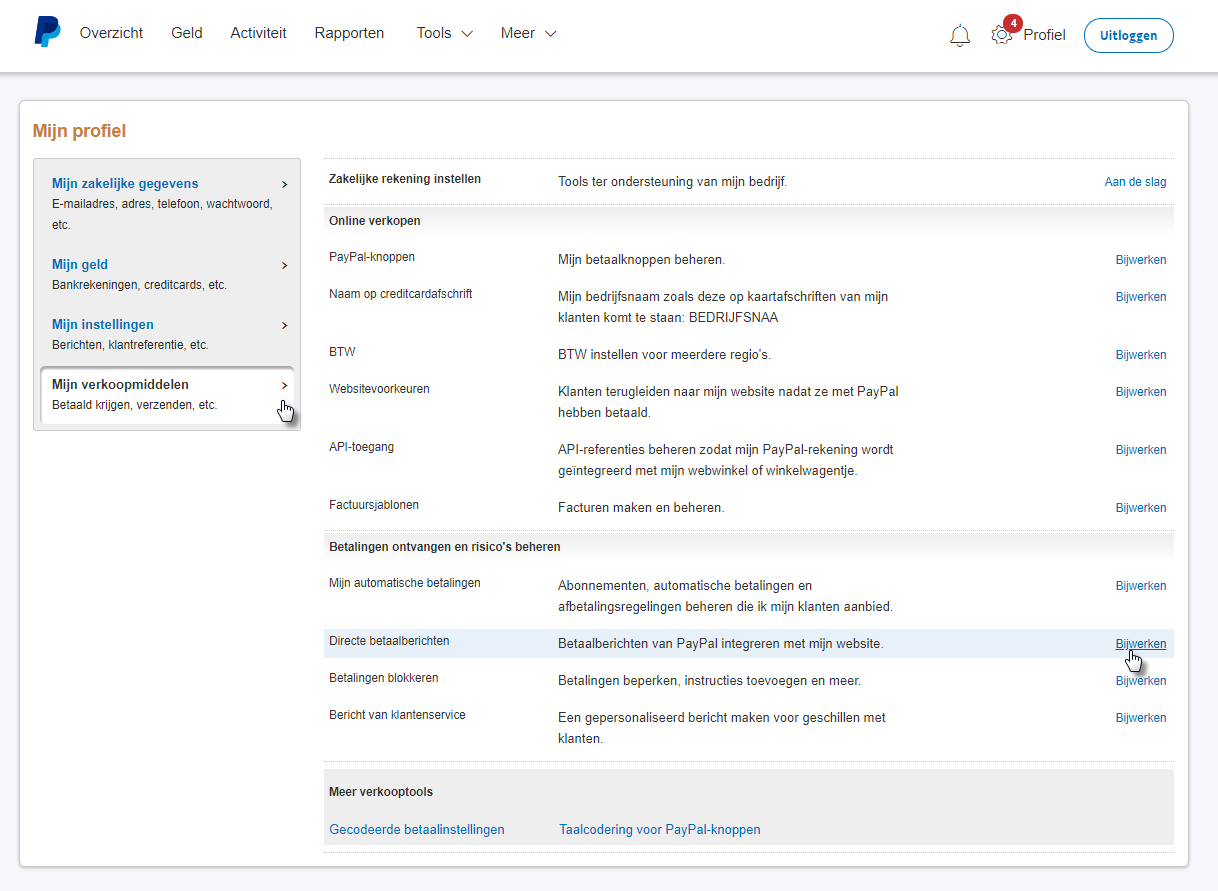 paypal directe betaalberichten
