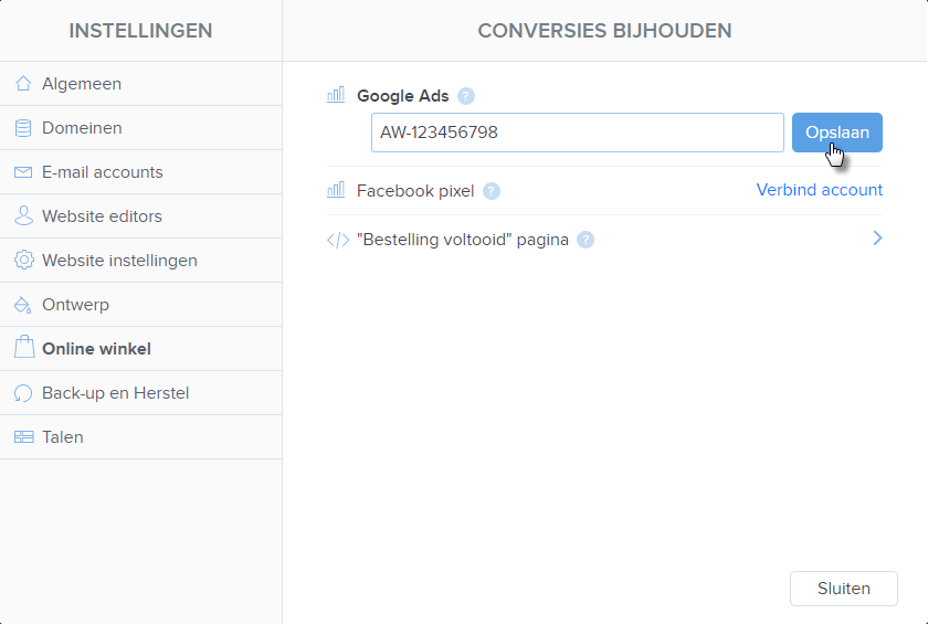 conversies bijhouden sitebuilder google ads